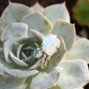 Free-form Organic Moonstone Ring 4 with Blue Topaz