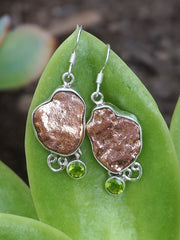 Native Copper Nugget Earring Set 2 with Peridot