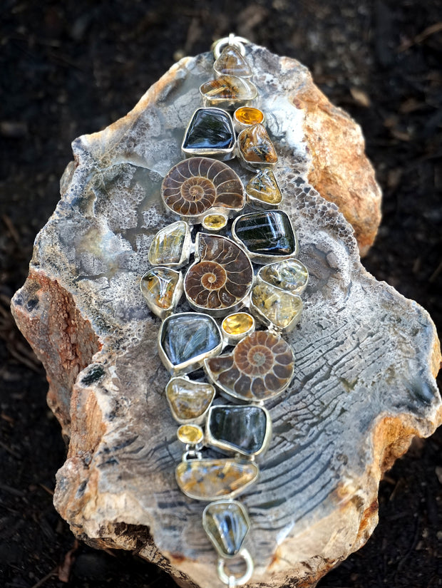 Ammonite Fossil and Quartz Bracelet 1
