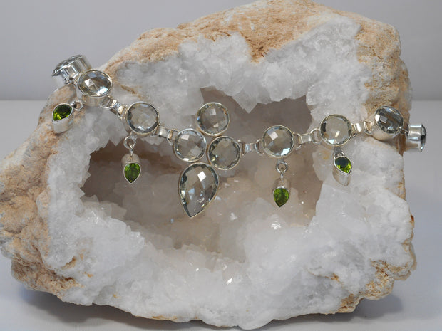 Green Amethyst Quartz and Peridot Collar Necklace