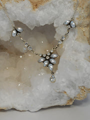 Delicate White Topaz Necklace 3 with Pearls