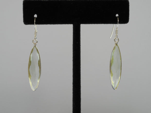 Green Amethyst Quartz and Sterling Marquis Earring Set