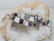Dendritic Opal Bracelet 3 with Amethyst Quartz, Moonstone and Pearls