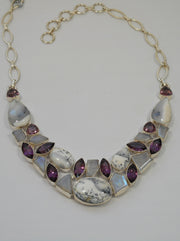 *Dendritic Opal Necklace 2 with Amethyst Quartz and Moonstone