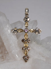Citrine Quartz Jeweled Cross