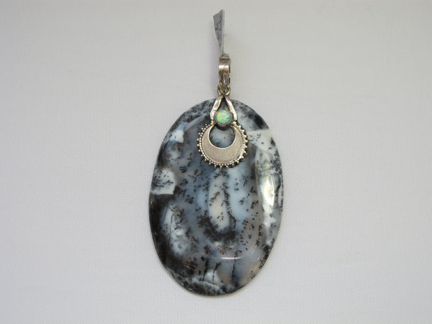 Dendritic Opal Pendant with Fire Opal 2