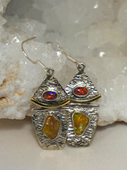 Ethiopian Opal and Sterling Earring Set with Fire Opals
