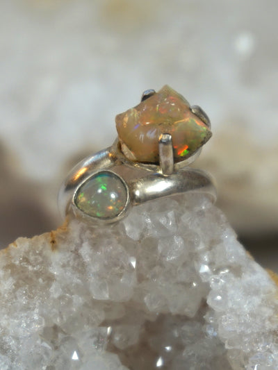 Ethiopian Opal Ring 2 with Fire Opal