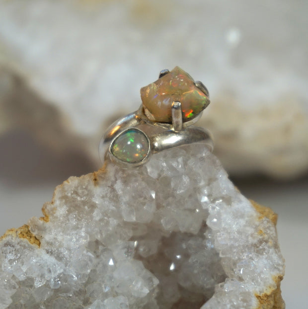 Ethiopian Opal Ring 2 with Fire Opal