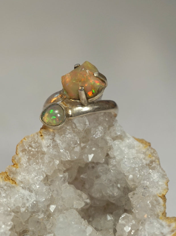 Ethiopian Opal Ring 2 with Fire Opal