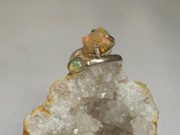 Ethiopian Opal Ring 2 with Fire Opal