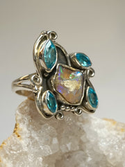 Ethiopian Opal Ring 6 with Blue Topaz