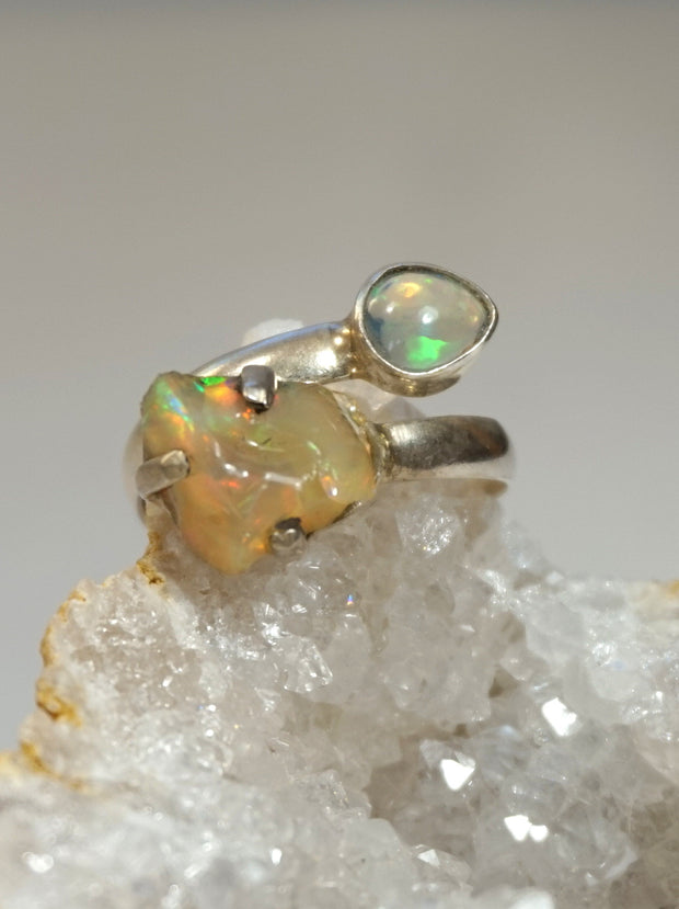 Ethiopian Opal Ring 2 with Fire Opal