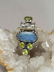 Australian Fire Opal and Peridot Pendant 1