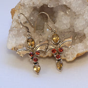 *Garnet and Citrine Quartz Angel Sterling Earring Set 1