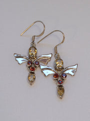 *Garnet and Citrine Quartz Angel Sterling Earring Set 1