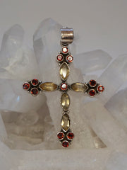 Garnet and Citrine Quartz Jeweled Cross 2