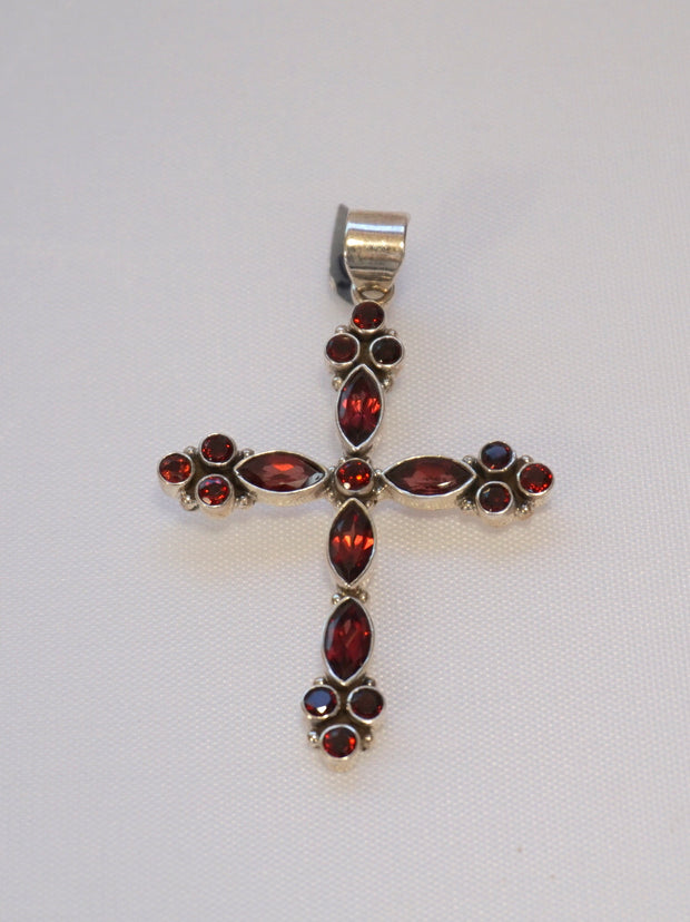 Garnet Gemstone Jewelled Cross