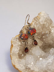 Garnet Earring Set 1 with Fire Opal