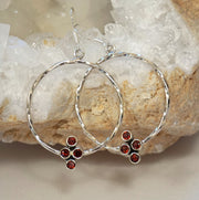 Garnet Cluster Sterling Hoop Earring Set 1