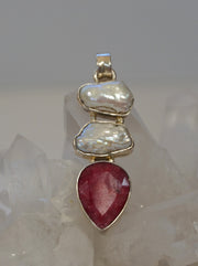 *Ruby and Sterling Pendant 10 with Pearls