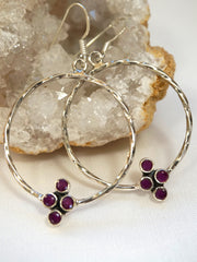 Ruby Cluster Sterling Earring Set 2