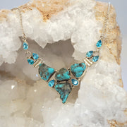 Artisan Turquoise and Faceted Blue Topaz Necklace 2