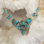 Artisan Turquoise and Faceted Blue Topaz Necklace 2