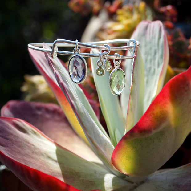 Amethyst Quartz Bangle Bracelet 1 with Peridot