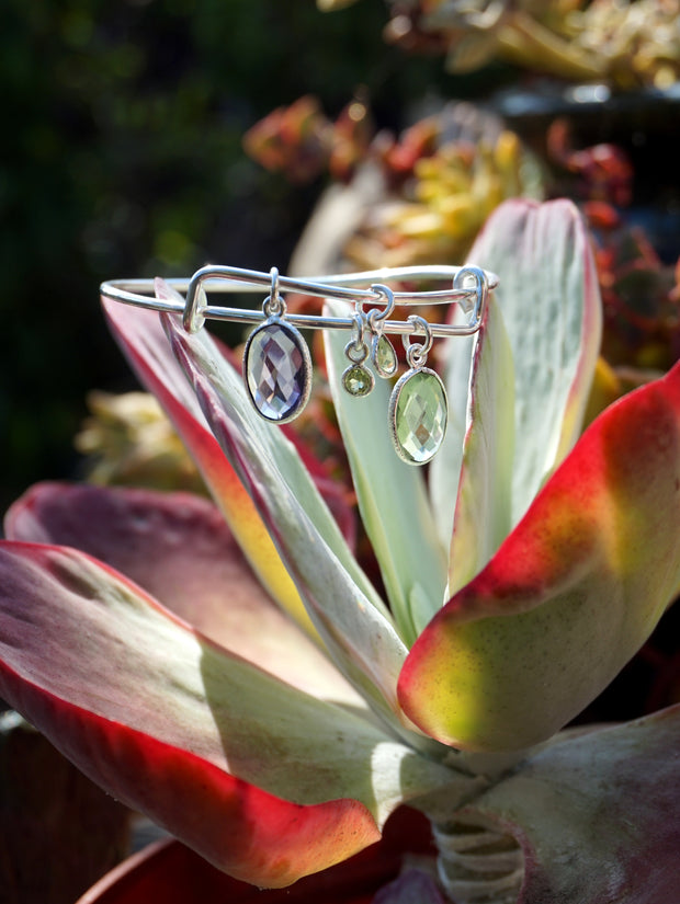 Amethyst Quartz Bangle Bracelet 1 with Peridot