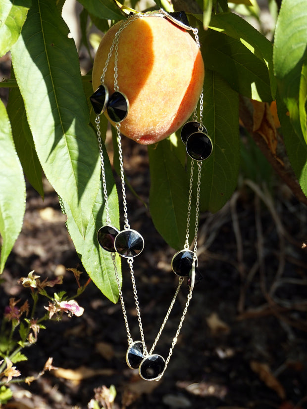 36" Long Faceted Black Onyx Necklace 1