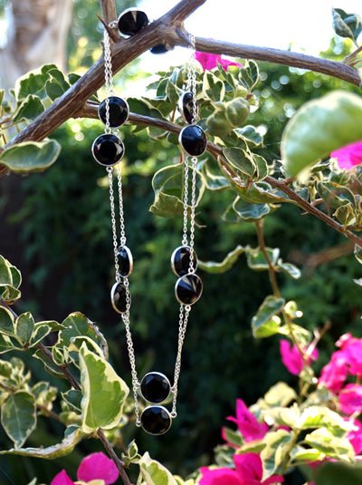 36" Long Faceted Black Onyx Necklace 1