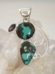 Tibetan Turquoise Pendant 11 with Amethyst Quartz