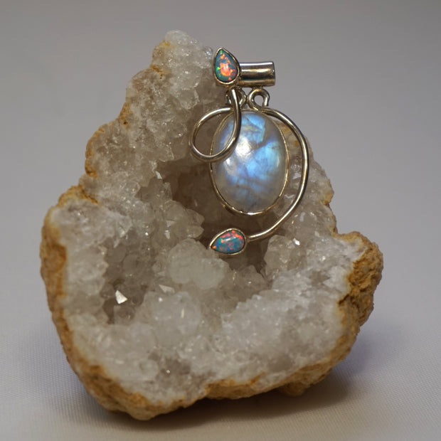 Moonstone and Fire Opal Pendant 2