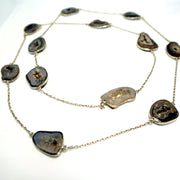 Long-strand 36" Black Quartz Druzy Gemstones Necklace 1