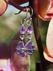 Artisan Free-form Rough Amethyst Earring Set 1