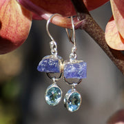 Rough Tanzanite Earring Set 3 with Blue Topaz