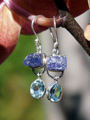 Rough Tanzanite Earring Set 3 with Blue Topaz