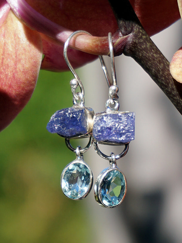 Rough Tanzanite Earring Set 3 with Blue Topaz