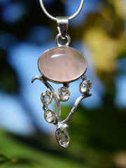 Rose Quartz and Herkimer "Diamond" Quartz Crystal Pendant