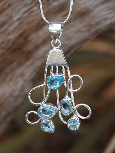 Blue Topaz and Silver Pendant 2