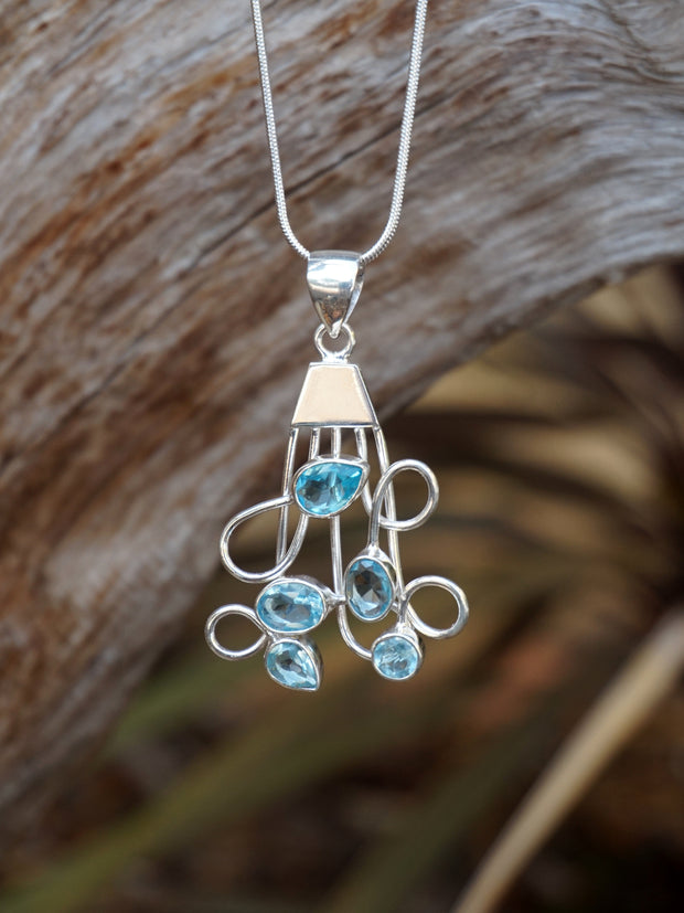 Blue Topaz and Silver Pendant 2