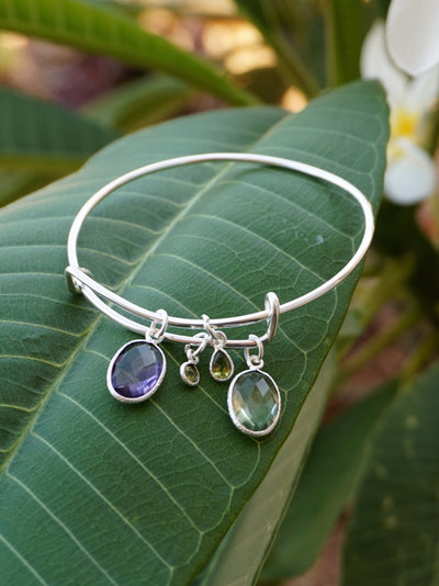 Amethyst Quartz Bangle Bracelet 1 with Peridot