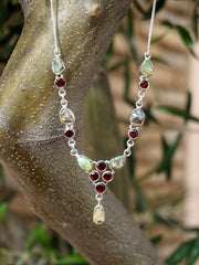 Rough Ethiopian Opal and Garnet Necklace 1