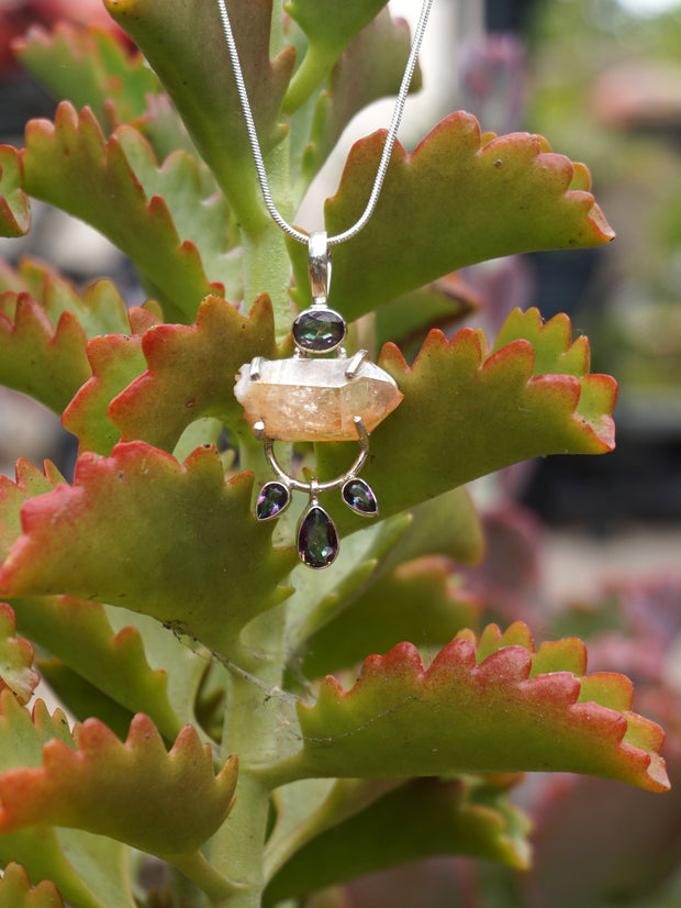 Citrine Quartz Rough Crystal Pendant 4