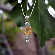 Honey Citrine Rough Pendant 6 with Blue Topaz