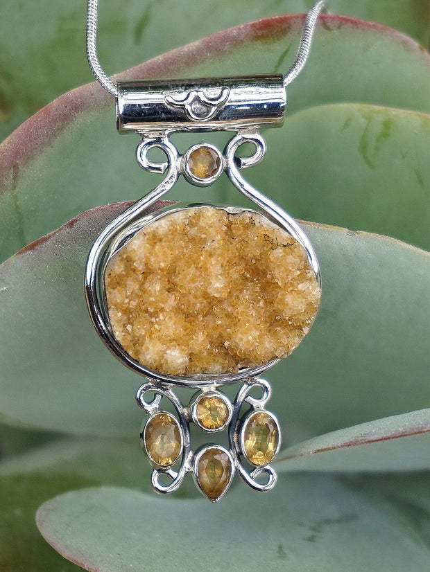 Free-form Organic Citrine Druzy Pendant 7