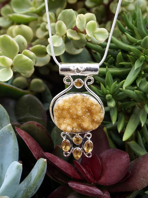 Free-form Organic Citrine Druzy Pendant 7