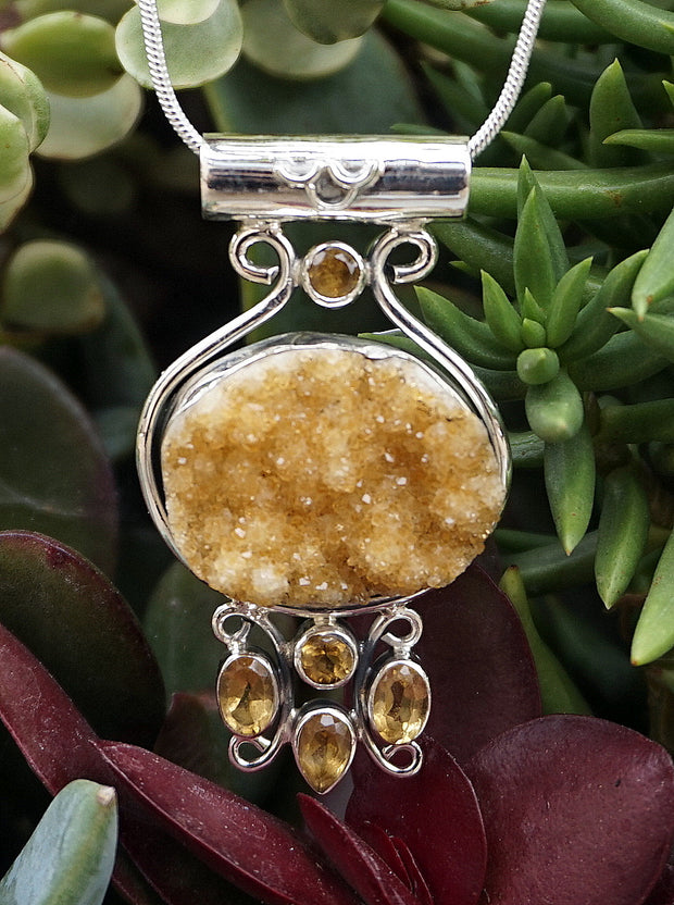 Free-form Organic Citrine Druzy Pendant 7