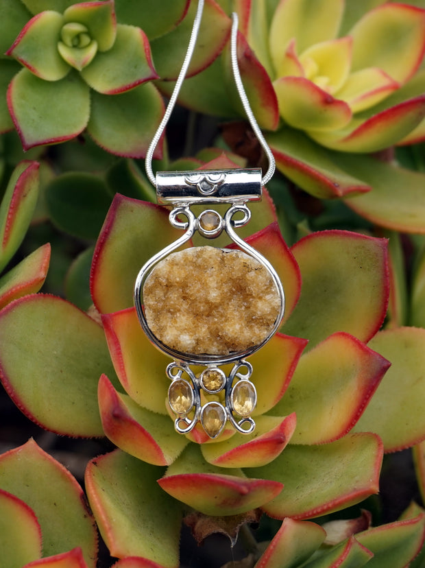 Free-form Organic Citrine Druzy Pendant 7